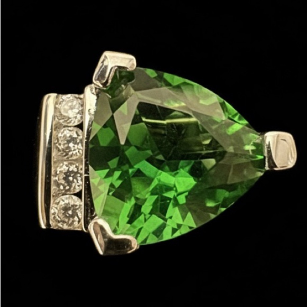 Elegant Green helenite Gemstone Ring set in Sterling silver
